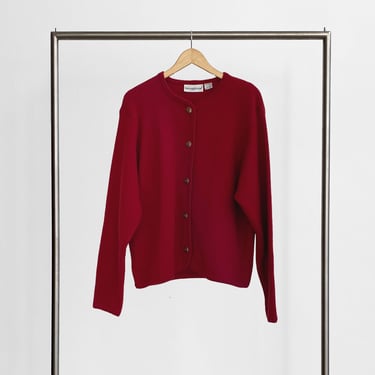 Red Wool Button Up Sweater