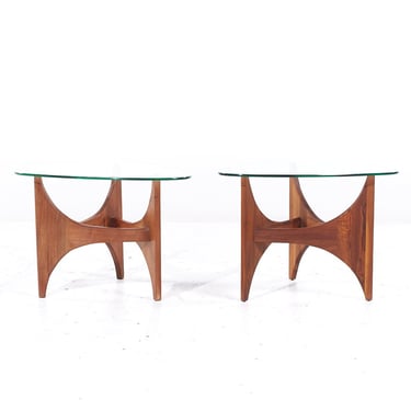 Adrian Pearsall for Craft Associates Mid Century Walnut Side End Tables - Pair - mcm 