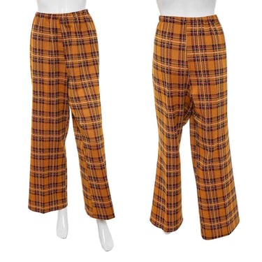 1970's Orange Plaid Pants Size L/XL