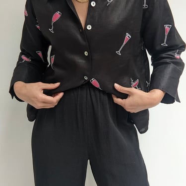 Favorite Vintage Embroidered Cocktail Linen Blouse