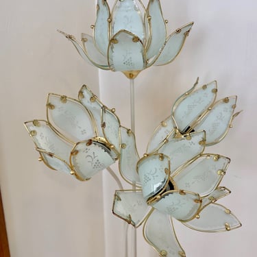 White & Brass Lotus Floor Lamp