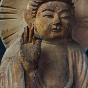 Japanese sculpture Butsuzo Buddha wood carving 1914 Kiri wood E 