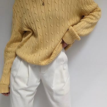 90s Ralph Lauren Lemon Cable Knit Sweater