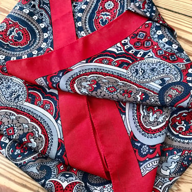 Vintage Glentex Scarf Square Red White Blue Paisley Italy 1970s NOS New With Tag 