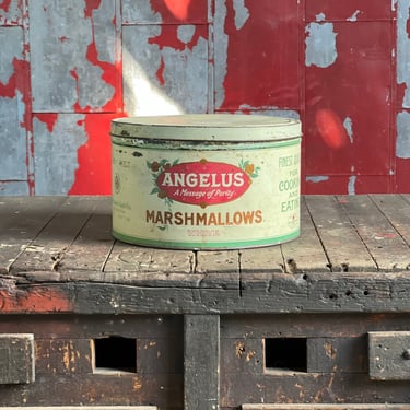 Vintage Cracker Jack Angelus Marshmallow 5 Lbs Tin Kitchen Home Decor 