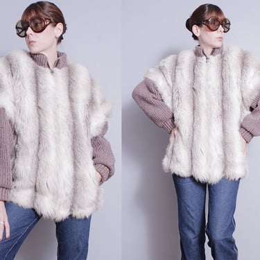 Vintage 1980's | JORDACHE | Faux Fur | Sweater | Coat | L 