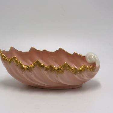 vintage Lefton pink leaf or shell bowl 