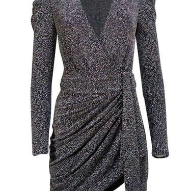 Jonathan Simkhai - Black Glitter Jersey Ruched Mini Dress Sz 2