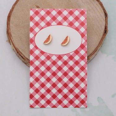Lovely Day for a Picnic Orange Post Earrings