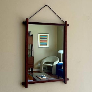 1960s Swedish Mid Century Teak Wall Mirror by Fröseke – Rosewood Frame 15.5” x 20” - Free Shipping 