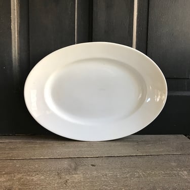 French White Ironstone Platter, Large White Oval Serving Dish, 15 Inch, French Farmhouse Table Cuisine 