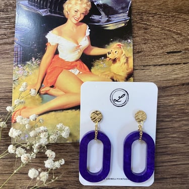 Pretty Purple Oval Earrings | Purple and Gold Earrings | LSU Tiger Earrings | LSU Jewelry | Mardi Gras Jewelry | Mardi Gras Earrings 