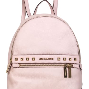 Michael Michael Kors - Baby Pink Pebbled Leather Domed Mini Backpack w/ Studs