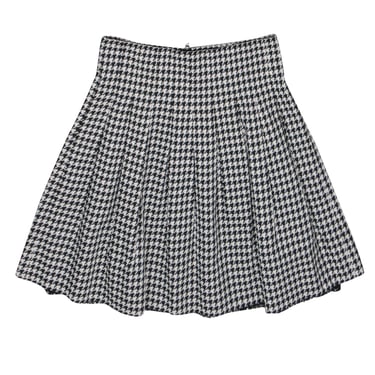 Pink Tartan - Black & White Houndstooth Pleated Circle Skirt Sz 6