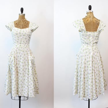 1970s floral COTTON sun dress xs | new spring summer 