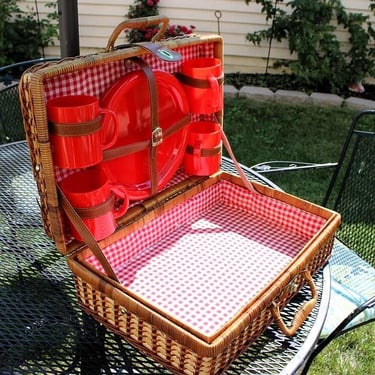 Red Gingham Picnic Basket 