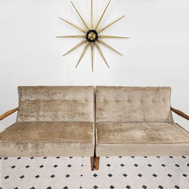 Mid Century Modern wood sofa 2 pc | 