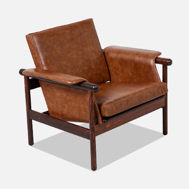 Danish Modern Rosewood & Cognac Leather Lounge Chair 