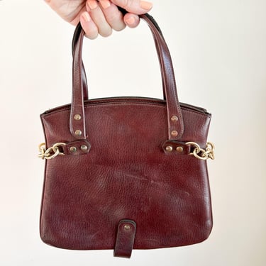 Vintage Vegan Leather Bag with chain belt detail 