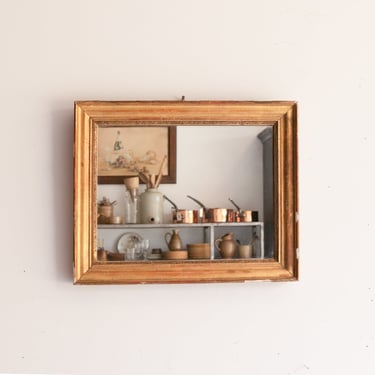 Gilded Vintage Mirror with Red Clay Bole