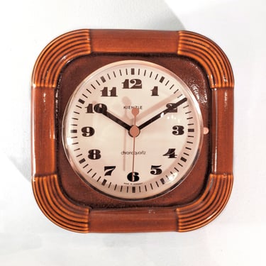 Kienzle Ceramic Wall Clock Germany 1970's Mid Century Vintage Ceramic Art Era 