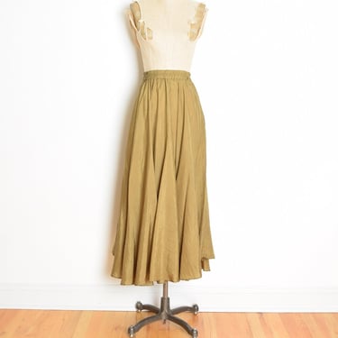 vintage 90s skirt sage silk high waisted full long maxi skirt hippie boho M L clothing 