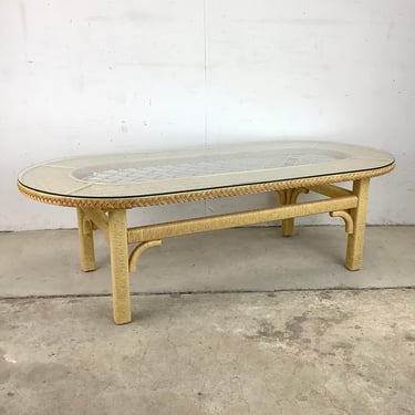 VintageWicker Oval Coffee Table- Henry Link Style 