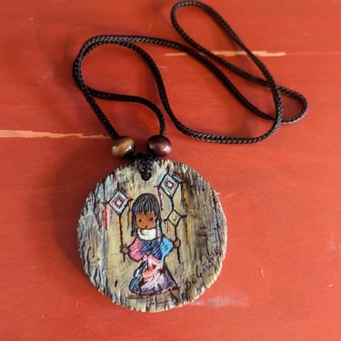 70s Vintage Signed DeGrazia "Heavenly Blessings" Pendant 