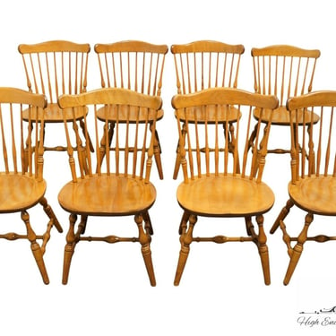 Set of 8 S BENT BROS Solid Hard Rock Maple Colonial Style Dining Chairs 6610-221 