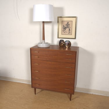 Compact 36” Mid-Century Tall Walnut Dresser