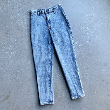 Vintage 80s Acid Wash Jeans / Vintage Tapered Leg High Waisted 80s Jeans / Acid Washed 80s Womens Jeans / 80s Acid Wash Jeans / 28 Waist 