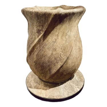 Jonathan Charles Modern Solid Craved Travertine Dining Table Base