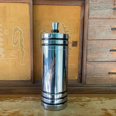 Vintage Chromed Chase Steel Mixer Can with Lid Art Deco Barware 