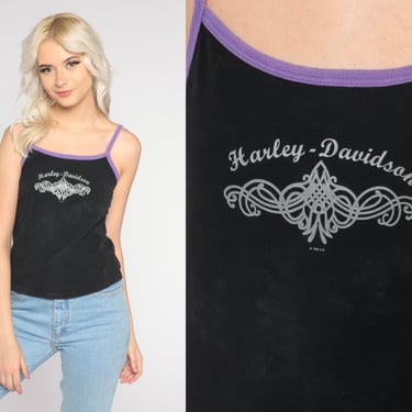 Harley Davidson Tank Top Y2k Melbourne Australia Shirt Harley Heaven Biker Shirt Motorcycle Spaghetti Strap Rocker Black Vintage 00s Medium 