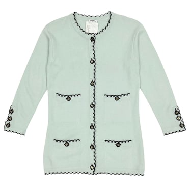 Chanel Baby Blue Cashmere Scalloped Cardigan