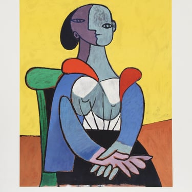 Femme a la Chaise sur Fond Jaune by Pablo Picasso, Marina Picasso Estate Poster 