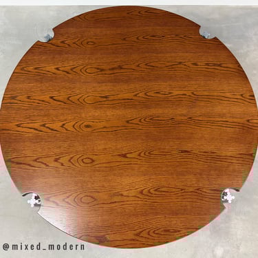 Refinished Oak 60” Round Dining Table by Jens Risom 