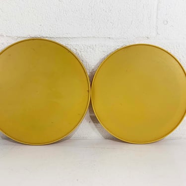 Vintage Turntables Rubbermaid Mustard Yellow Set of 2 Lazy Susan Turn Tables Plastic Pantry Kitchen Organization 1970s 