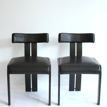 Wood & Leather Italian Dining Chairs in the style of the "Sapporo" chairs by Mario Marenco for Mobil Girgi