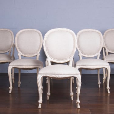 Napoleon III Style Faux Rope Painted Dining Chairs - Set of 6 