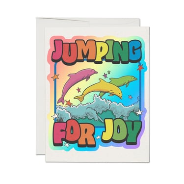 Red Cap Cards - Jumping Dolphins greeting card: Single