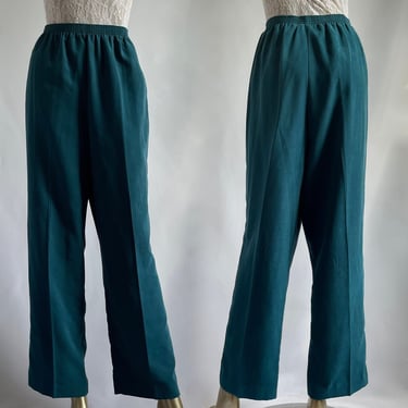 High Waist Comfy 80's Pants fits L - XL Teal Green 