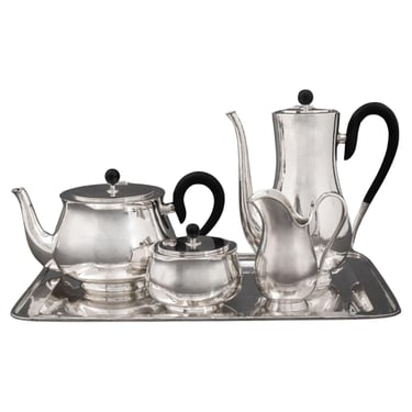 German Art Deco Silver Tea & Coffee Set by Handarbeit