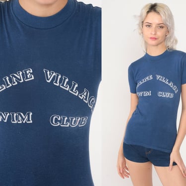 Incline Village Swim Club Shirt 80s Lake Tahoe Tshirt Single Stitch Vintage 1980s Graphic Tee Nevada Dark Blue T Shirt Extra Small xs 2xs 