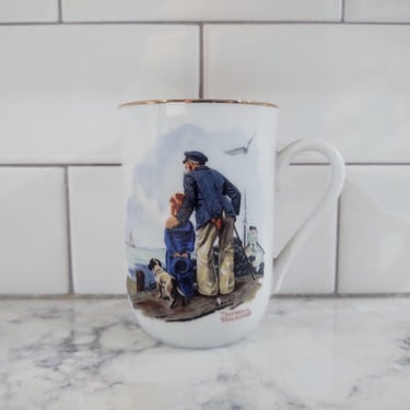 Vintage 1985 Norman Rockwell Coffee Cup Tea Cup Looking Out To Sea Made in Japan 