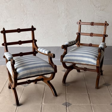 Pair of 19th C. Gothic Revival English Armchairs