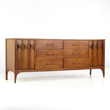 Kent Coffey Perspecta Mid Century Walnut and Rosewood 12 Drawer Dresser - mcm 