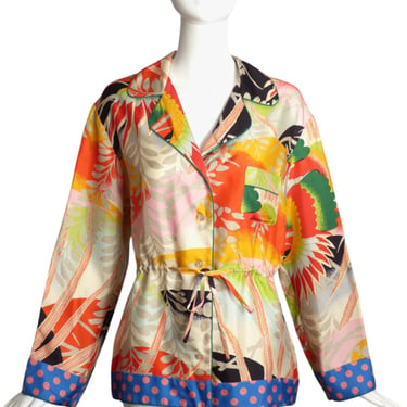 GUCCI- 2018 Tropical Print Silk L/S Blouse, Size 4