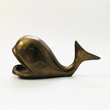 Vintage Brass Whale Tray 