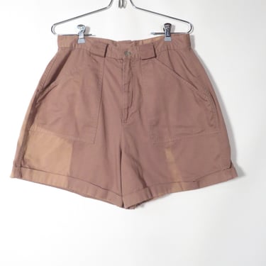 Vintage 90s/Y2K Taupe Sun Fade Cotton Rolled Hem Shorts Size 31 Waist 